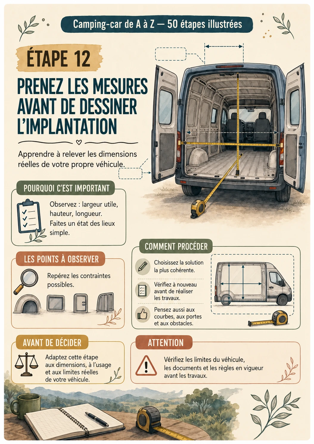 Étape 12 : prenez les mesures avant de dessiner l’implantation