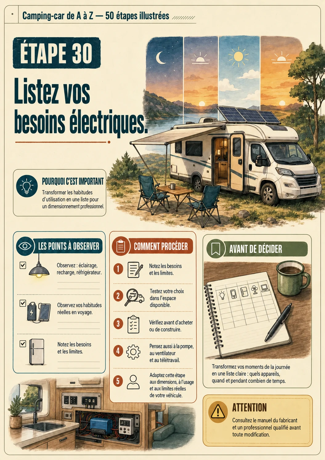 Étape 30 : listez vos besoins électriques