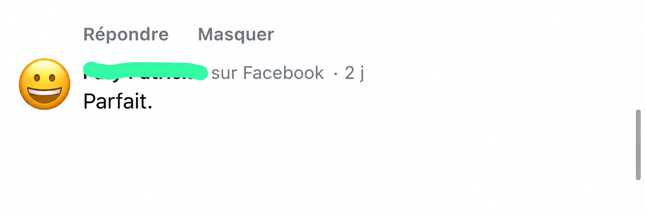 Avis client : parfait